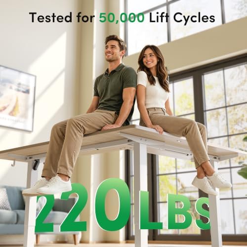 FEZIBO 75" x 63"L Shaped Standing Desk Adjustable Height, Electric Stand up Corner Computer Desk, Sit Stand Home Office Desk with Splice Board, Light Walnut Top/White Frame - Image 7