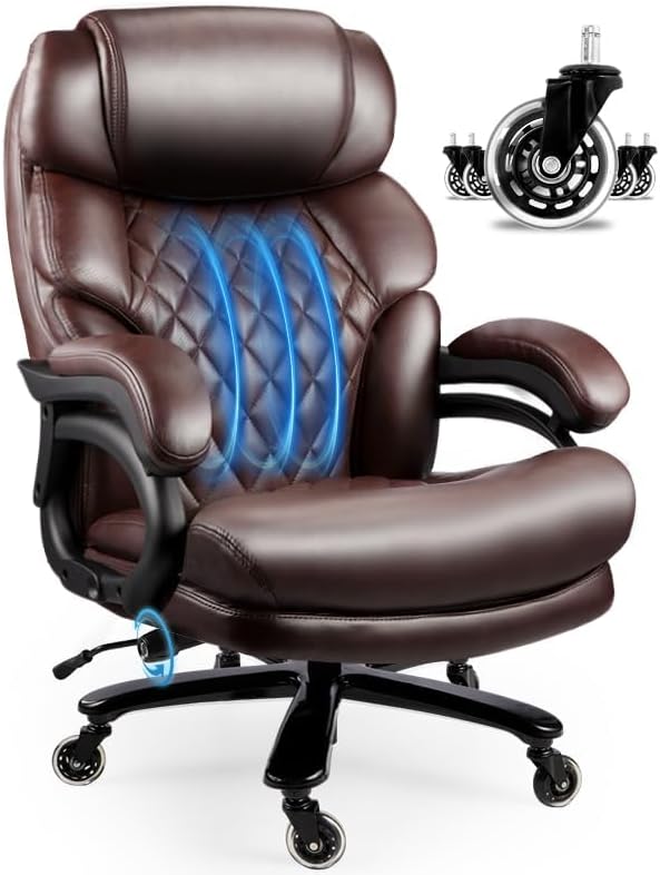 800LBS Big and Tall Office Chair for Heavy People, Heavy Duty Executive Chair with High Back, Extra Wide Seat and Adjustable Lumbar, Large Computer Desk Chair Comfortable for Home Office by home