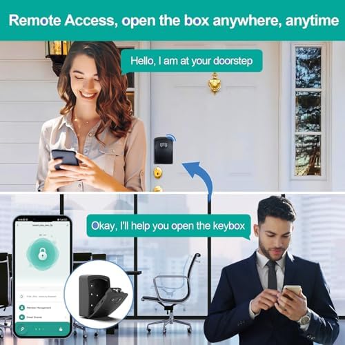 Smart Key Lock Box with WiFi, Remote Control Lock Box for House Key, APP Control Key Safe Box with Code for Outdoor - Image 2