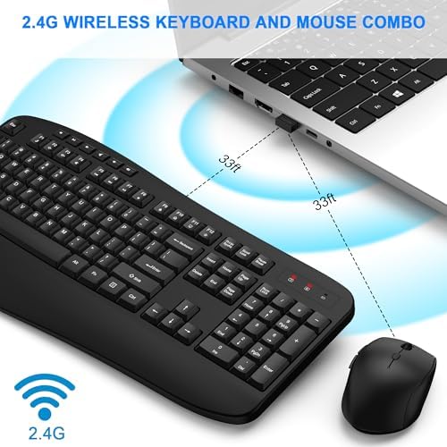 EDJO Wireless Keyboard and Mouse Combo, USB Plug & Play (Classic Black) - Image 2