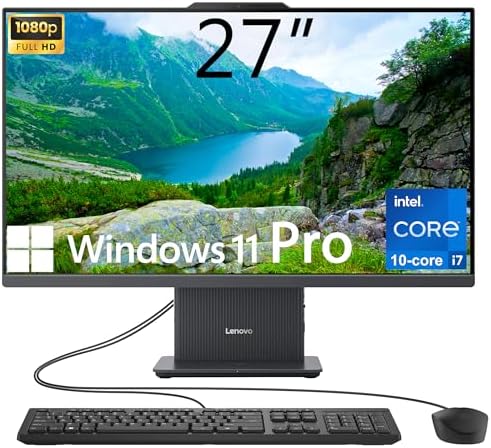 Lenovo IdeaCentre 27" All-in-One Desktop Computer, 10-core Intel i7-13620H, 64GB DDR5, 2TB SSD, Wi-Fi 6, USB-C, HDMI in&Out, Wired KB&Mouse, Windows 11 Pro by LENOVO