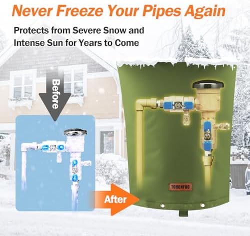 TOHONFOO Backflow Preventer Cover, Pipe Freeze Insulation, 16"Wx20"H, Green - Image 3