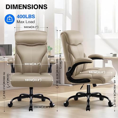 AreShark Office Chair - Executive High Back Breathable Comfy Desk Chair with Lumbar Support - Ergonomic Leather Rolling Swivel Computer Chair with Rock Function for Working Studying Gaming Relaxing - Image 2