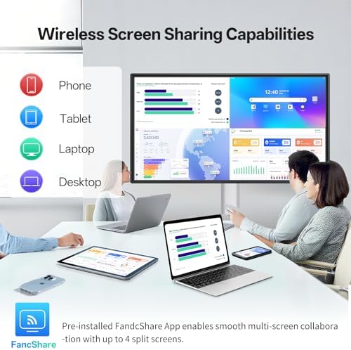 JAV Smart Board 43 Inch,Electronic Interactive Smartboard for Classroom Office Home, Screen Mirroring from Android OS Board for Presention Annotation Live Streaming (Wall Mount Included) - Image 4