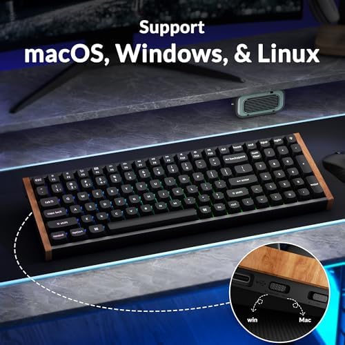 Keychron K4 HE 96% Wireless Hall Effect Keyboard with Number Pad, Rapid Trigger Magnetic Switches, QMK Launcher, 2.4GHz/Bluetooth/Wired, Mac & Windows, Wood Accent Frame, Black (Non-Shine-Through) - Image 3