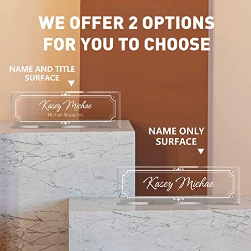 SalaGraphics Custom Engraved Acrylic Name Plates for Desks, Office Desk Plate Personalized, Decor Nameplate, Nurse Manager Employee Teacher Appreciation Gifts, Accessories (Flowers G) - Image 2