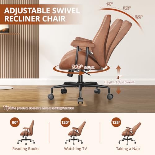 Ergonomic Home Office Chair Leather Desk Chairs with Adjustable Height - Image 3