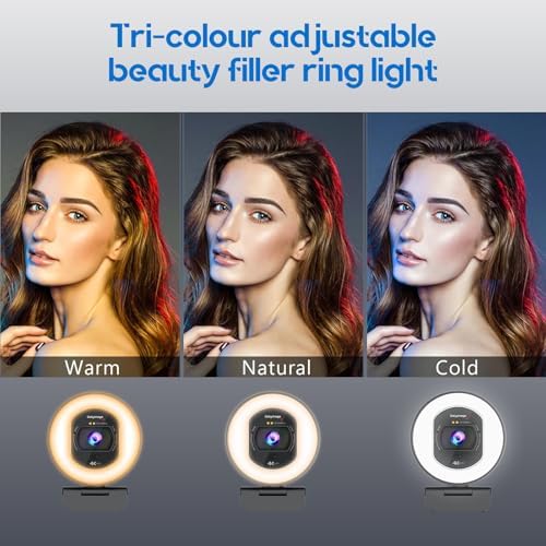 4K Webcam with Ring Light & Built-in Microphone for PC Streaming - Image 3