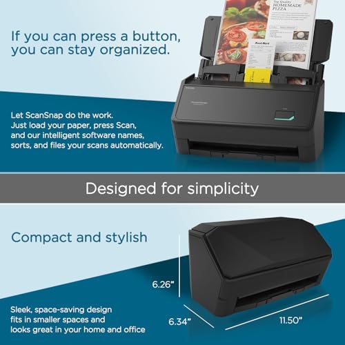 ScanSnap iX2400 High-Speed One-Touch Button Color Document Scanner, Black - Image 4