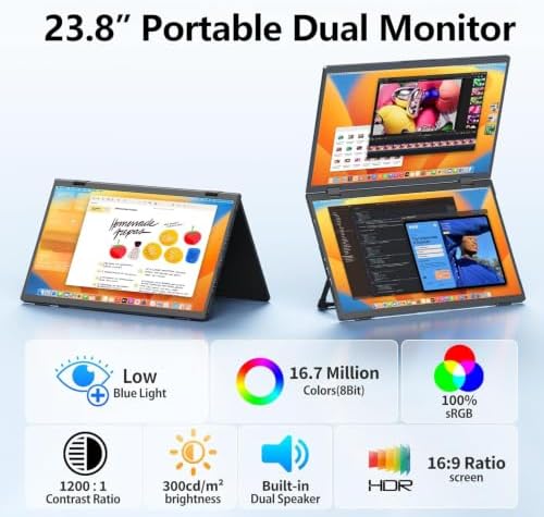 MAGICRAVEN 23.8" 100Hz Triple Portable Dual Monitor Laptop Screen Extender - Image 3