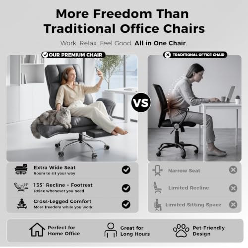 Big and Tall Office Chair, Flip Armrests for Pets & Cross Legged Sitting - Image 3