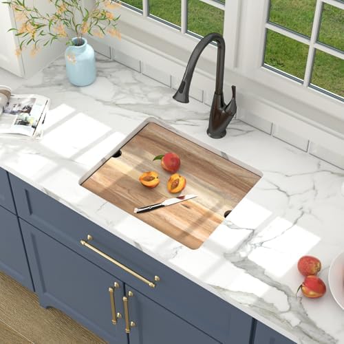 Lordear 21 Inch Granite Composite Bar Sink - 21"x18" Undermount Kitchen Sink Black Single Bowl Under Counter Ledge Workstation Bar Prep RV Basin - Image 2