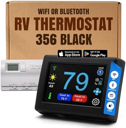 MICRO-AIR EasyTouch Digital RV Thermostat Replacement, 356 Black by MicroAir