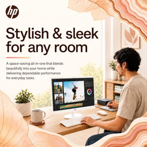 HP 22" All-in-One Desktop Computer, 8GB DDR5 RAM, 128GB UFS Storage,13th Gen Intel Quad-Core CPU, FHD VA Display, WiFi 6, Bluetooth 5.3, RJ45, USB-C (10Gbps), UHD Graphics, 720p Cam, Cashmere White - Image 3