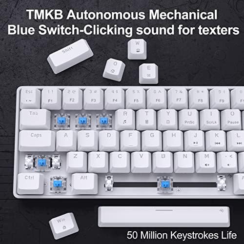 DIERYA T68SE 60% Gaming Mechanical Keyboard,Ultra Compact Mini 68 Key with Blue Switches Wired Keyboard,Anti-Ghosting Keys, for Windows Laptops and PC Gamers,White - Image 3