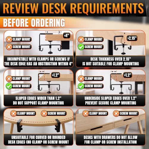 Under Desk Cable Management Tray 48" — No Drill Clamp-On Cord Organizer for Desk with Built-in Ties, Heavy Duty Metal Clamp, Foldable 600D Oxford Fabric for Home Office, WFH & Gaming PC Setup (Black) - Image 5