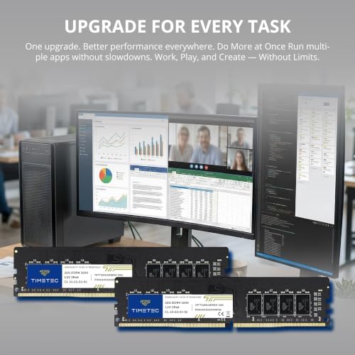 Timetec 32GB DDR4 3200MHz (or 2933MHz or 2666MHz) PC4-25600 Non-XMP CL22 1.2V Non-ECC Unbuffered 2Rx8 Dual Rank 288 Pin UDIMM Desktop PC Computer Memory RAM Module Upgrade - Image 3