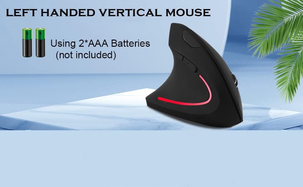 Wireless Mouse Ergonomic Vertical Left-Handed Mouse Ergo LED Light High Precision Optical Cordless Lightweight Left Hand Mice Women Men Gift for PC Computer Laptop Mac Office,1600 DPI,Side Buttons - Image 5