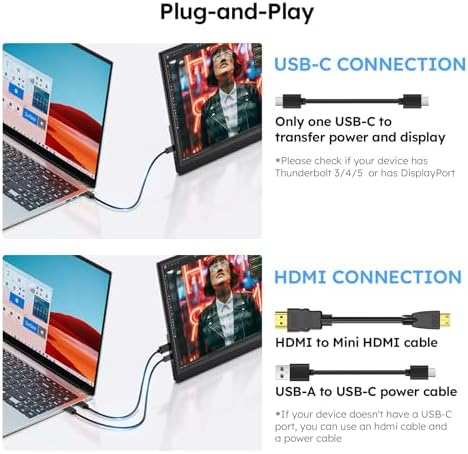 Portable Monitor for Laptop FHD 15.6" 1080P Ultra-Slim USB-C&HDMI - Image 4