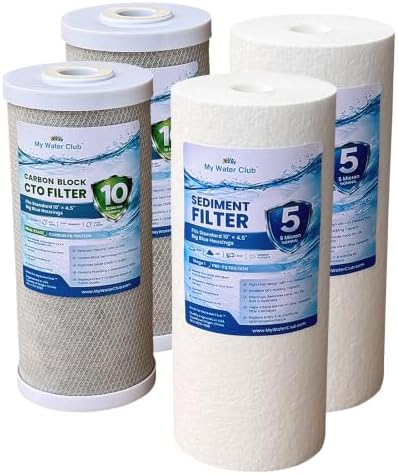 Dual Stage 10″ x 4.5″ Whole House Water Filtration System – 1″ NPT, Pressure Release, Brass Inserts – Includes Sediment & CTO Carbon Block, Extra Replacement Filter Set - Image 4
