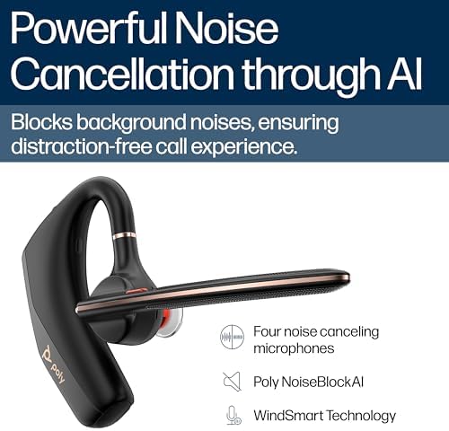 Poly Voyager Legend 50 - Bluetooth Headset - Wireless Headset with Mic - Four Noise-Canceling Mics, AI Noise Block & WindSmart Technology - Connectivity & Smart Call Controls - All-Day Comfort - Image 5