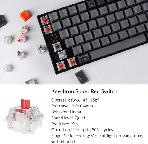 Keychron K4 96% Layout 100 Keys Wireless Bluetooth 5.1/Wired USB Mechanical Gaming Keyboard with Keychron Super Red Switch White LED Backlight N-Key Rollover for Mac Windows PC-Version 2 - Image 4