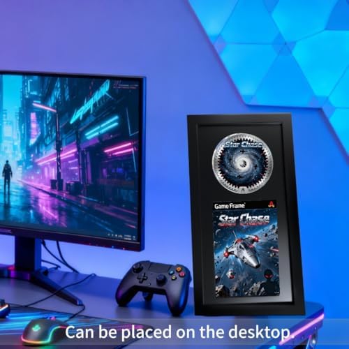 Video Game Display Frame Compatible with PS2 Case and Disc, Solid Wood Box - Image 4