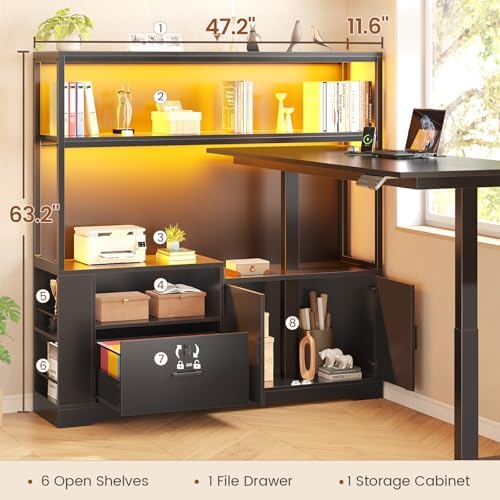 SEDETA 57" L Shaped Standing Desk, Sit Stand Office Desk with Storage Hutch - Image 4