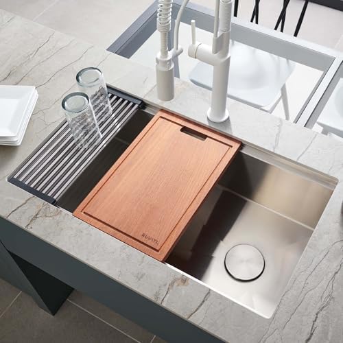 Ruvati 36-in 16-Gauge Rounded Offset-Drain Workstation Sink - RVH8596 - Image 2