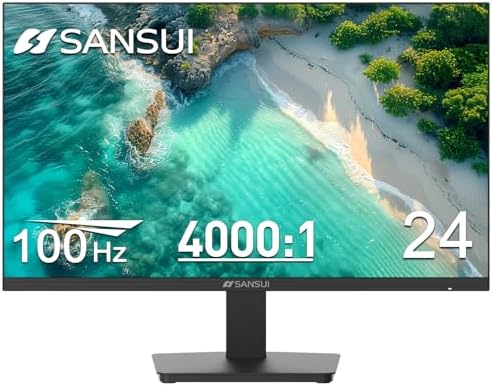 SANSUI Monitor 24 inch 100Hz Computer Monitor丨FHD 1080P PC Monitor丨HDMI丨FreeSync丨HDR丨Earphone Jack丨 Ergonomic Tilt for Home and Office by SANSUI