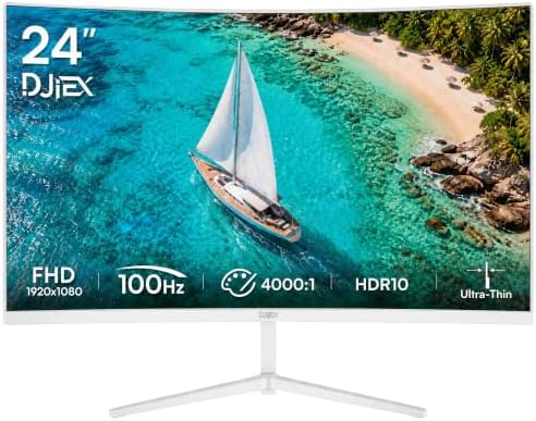 24 Inch Curved White Monitor FHD 1080P 100Hz, VA Panel, 3000R by HomePage
