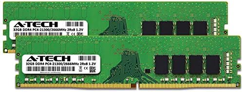 A-Tech 64GB (2x32GB) DDR4 2666 MHz UDIMM PC4-21300 (PC4-2666V) CL19 DIMM 2Rx8 Non-ECC Desktop RAM Memory Modules - Image 2