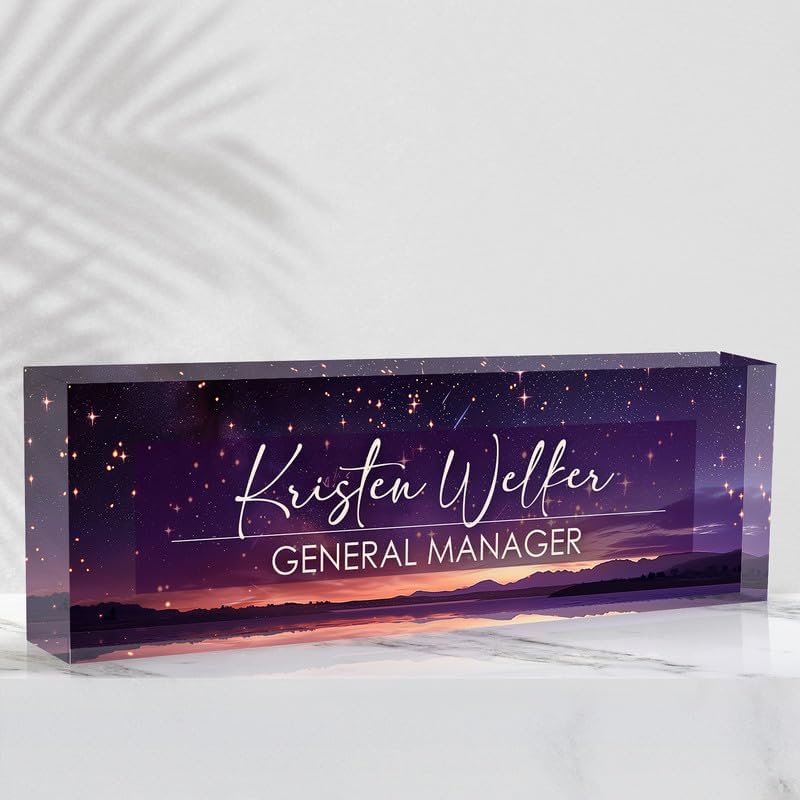 Desk Name Plate Personalized Name Plate for Desk, Office Desk Decor, 3D Style Personalized Plaque Name Plates for Desks Custom Appreciation Gifts for Boss Lady Employee Coworkers (Purple Night) by Ueedklaayy