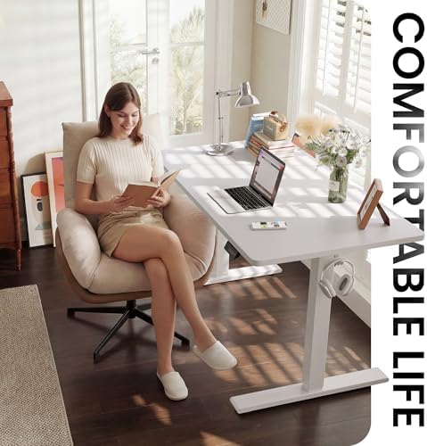 CubiCubi Electric Height Adjustable Standing Desk 55x30 Inch, White - Image 2