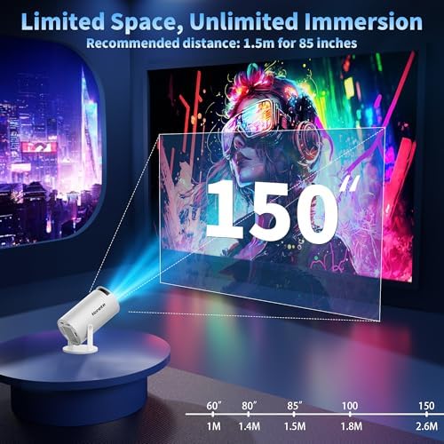 [Built-in Apps & 2026 Upgraded] Mini Projector with WiFi 6 and Bluetooth 5.2 Support 4K 1080P Auto Keystone 270° Rotatable Projector Portable Compatibile with HDMI/TV Stick/Memory Stick/Laptop, Black - Image 7