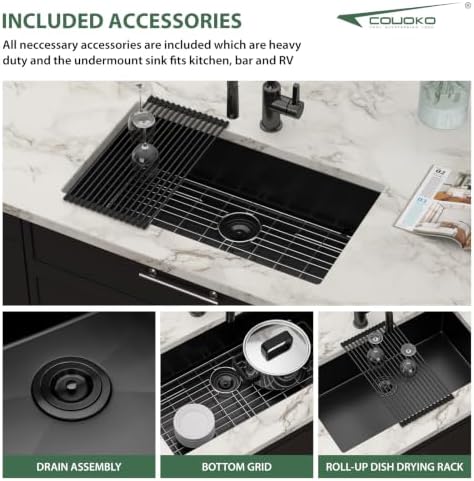 32 Inch Matte Black Undermount Kitchen Sink - Image 5