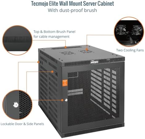 Tecmojo 12U Wall Mount Rack Cabinet, Heavy-Duty 176 Lbs High Load Capacity, 19” Enclosed Server Network Rack with 2 Colling Fans, Mesh Door, 23.6” Deep – Elite Collection - Image 4