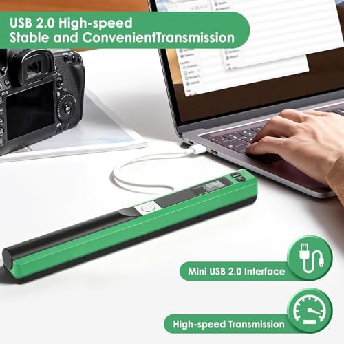 Portable Handheld Scanner A4, 900 DPI Document & Photo Scanner Green, JPEG/PDF, Mobile Book Card Scanner with 16GB TF Card, USB Transfer, Compact Portable Scanner for Documents Photos Receipts - Image 4