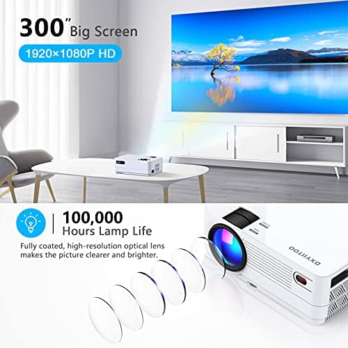 Native 1080P Projector with WiFi 6 and Two-Way Bluetooth, Full HD Video Projector for Outdoor Movies, 300" Display Projector 4k Home Theater, Compatible with iOS/Android/PC/XBox/PS4/TV Stick/HDMI/USB - Image 2