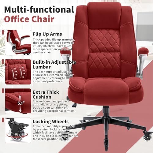 Fabric High Back Office Chair, Thick Padded Ergonomic Computer Desk Chair - Image 4