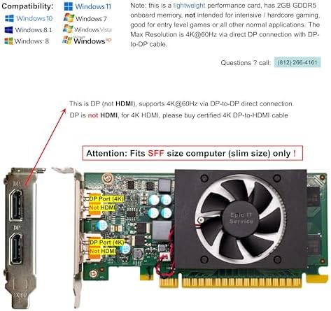 Geforce GT 730 2GB GDDR5 PCI-E x 8 with Dual DP (Half Bracket, for SFF Computer only), Light Performance Card, Supports 4K via DP Connection - Image 2
