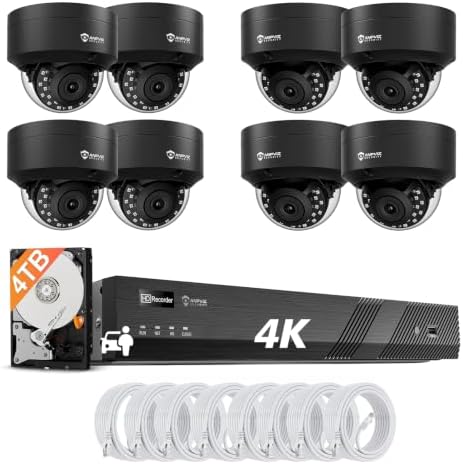 Anpviz 4K 16CH Black Dome PoE Security Camera System, 8PCS Wired IP Cams by AnpvizSecurity