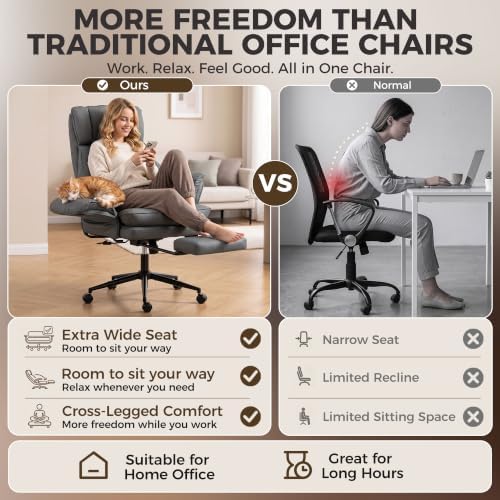 HOMCOM Cross Legged Office Chair Comfy with Foot Rest Flip-up Armrests Gray - Image 6