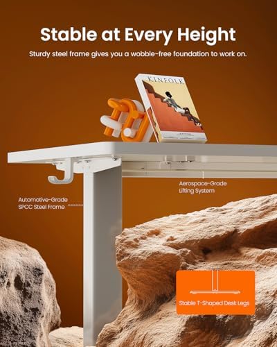ErGear Height Adjustable Electric Standing Desk, 44 x 24 Inches Sit Stand up Desk, Memory Computer Home Office Desk, White - Image 5