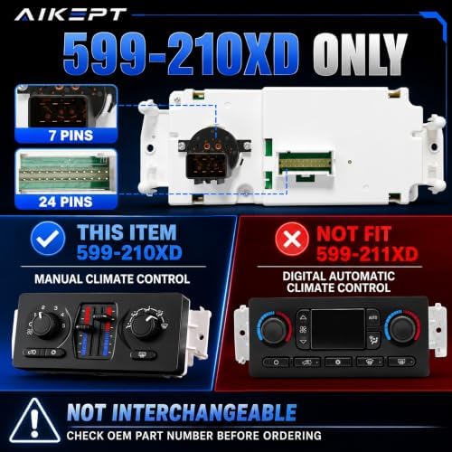 Climate Control Module 599-210XD, Manual HVAC Control Models - Image 2