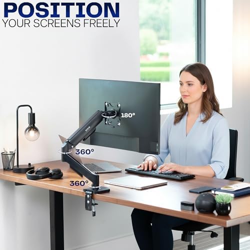 VIVO Single Monitor Stand, Fully Adjustable Arm for 17 to 32 inch Screen, Mechanical Articulating Desk Mount, Gaming and Office Setups, VESA 75x75, 100x100, Max 19.8 lbs, Classic, Black, STAND-V001O - Image 4