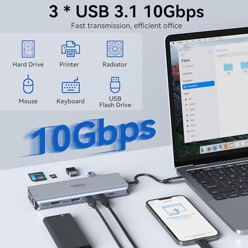 Selore USB C Docking Station Dual Monitor 13-in-1 Triple Monitor Hub - Image 6