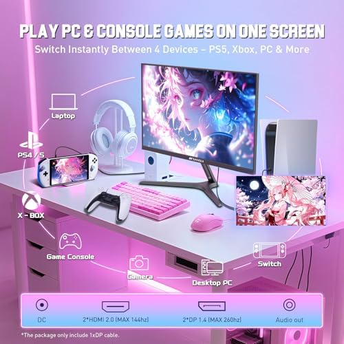 SANSUI Gaming Monitor 27" 1440p 260hz/240hz WQHD 2K - Fast IPS 1ms FreeSync Premium 丨DCI-P3 98% 丨sRGB130% 丨HDR10 丨2×DisplayPort 1.4丨2×HDMI2.0 PC Gaming Monitor with Crosshair - Image 5