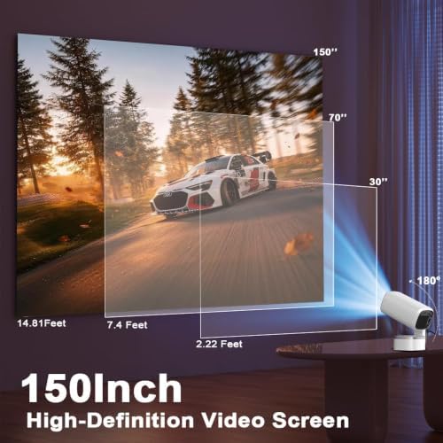 Portable Projector with 5W Dolby Audio Speakers,4K Support,180 Degree Rotation,Wi-Fi 6 and Bluetooth, Auto Vertical Keystone Compatible with HDMI/TV Stick/iPhone/Laptop(white-03P) (white-03) - Image 4