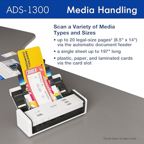 Brother ADS-1300 Compact Desktop Scanner | Scan Speeds of Up to 30ppm | Single Pass Double-Sided Scanning (Renewed Premium) - Image 5